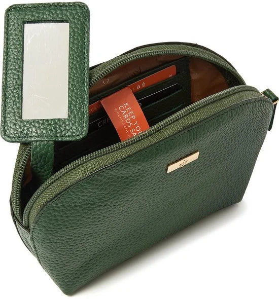 Make-up tasje met spiegel van dR Amsterdam | Klein make-up etui | Spiegeltasje leer | Dames make-up tasje | Compact etui voor make-up en 3 creditcard