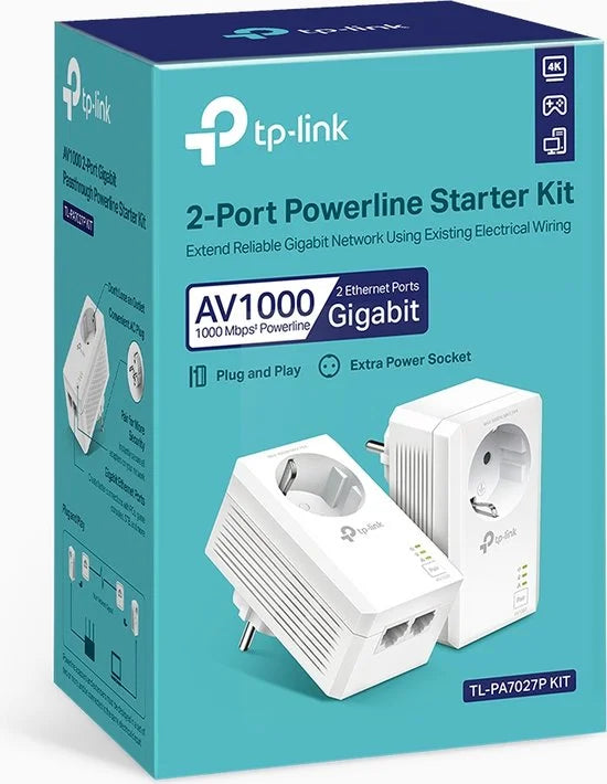 TP-Link TL-PA7027P KIT - Powerline Adapter - Zonder WiFi - Starterskit