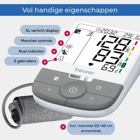 Beurer BM 53 Bloeddrukmeter Bovenarm Premium - Met AFIB (hartritmestoornis) detectie - Aanbevolen: Bloeddrukmeter Hartstichting, ESH en ETM testwinna