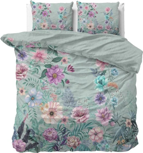 Dreamhouse Dekbedovertrek - Flore Blue - 200x200/220