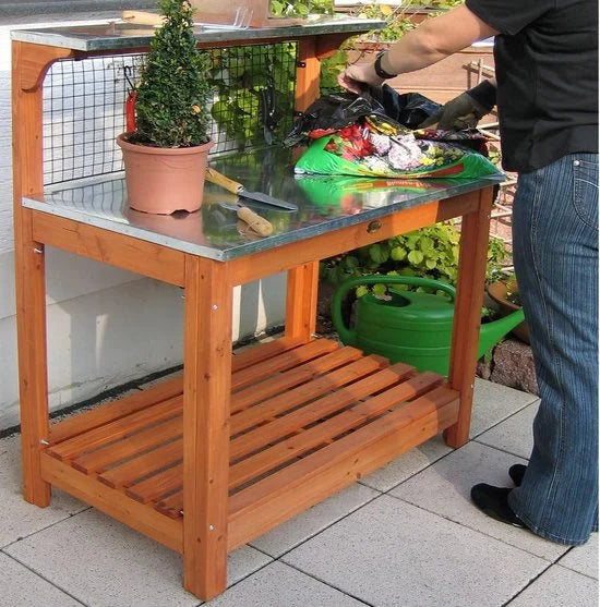 Tafel met gegalvaniseerd werkblad 101 x 55 x 117 cm 12/271