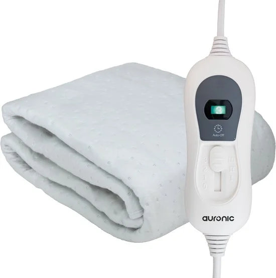 Auronic Elektrische Onderdeken XL - 190 x 90 cm - 1 Persoons Warmtedeken - 3 Warmtestanden met Timer - met Hoekelastieken - Verwarmingsdeken - Wit