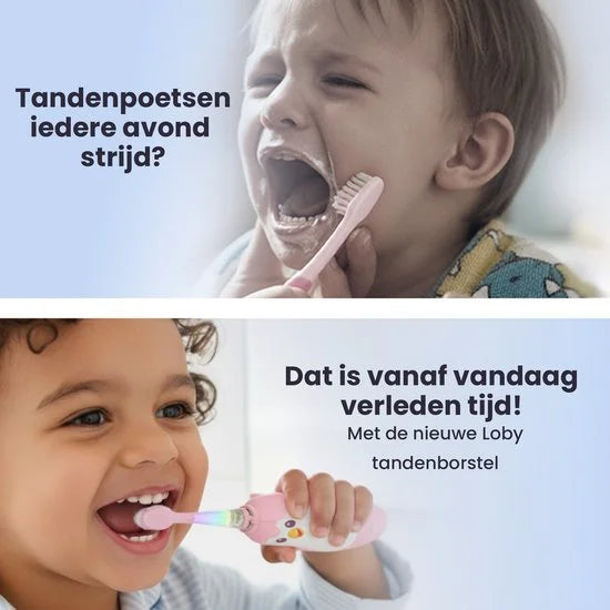 Loby Pïnguin - Elektrische tandenborstel kind - Baby tandenborstel - Oplaadbaar - Smart Timer - 0-6 Jaar - Inclusief 3 opzetborstels - Blauw