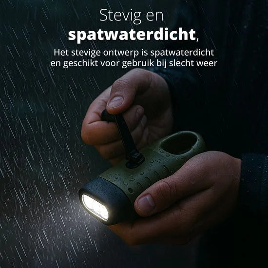 FlinQ Opwindbare Zaklamp - LED Knijpkat met Dynamo Opwindbaar - Oplaadbare Batterij door Handmatig Opwinden - Waterdichte Noodverlichting voor een No