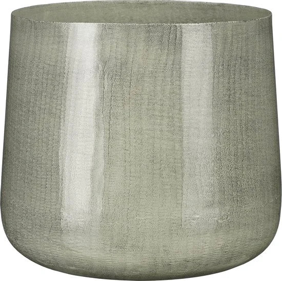 Mica Decorations Benson Bloempot - H24 x Ø26 cm - Metaal - Lichtgrijs