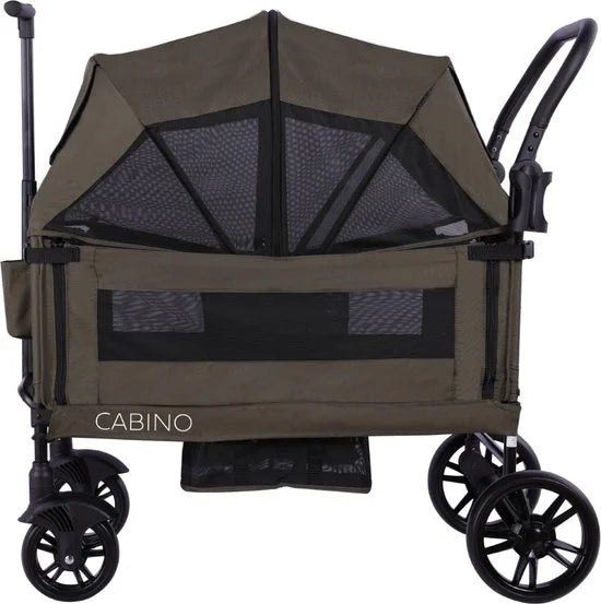 Cabino Waggie Bolderkar Opvouwbaar Met 2 Zitjes – Inclusief Duwstang, Trekbeugel & Drinkbeker – Max. 44 kg - Groen