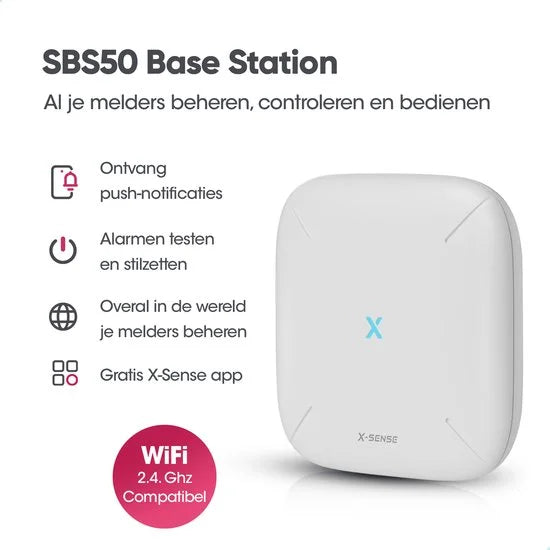X-Sense SBS50 Base station - WiFi gateway - Voor de XS01-M Rookmelder en XC01-M Koolmonoxidemelder - Smart home - Werkt via app