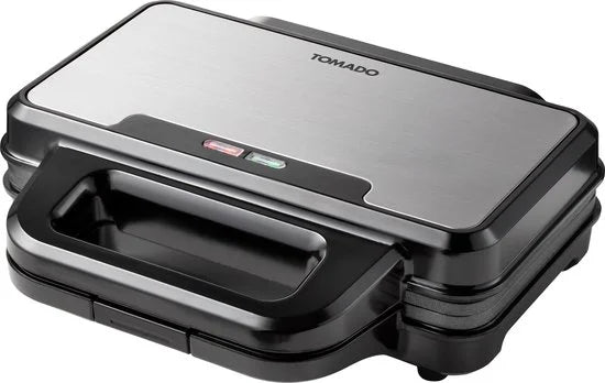 Tomado TGP2001S - XXL Tosti apparaat - 2 tosti’s - PFAS vrij - Panini grill - Tosti ijzer - Grill apparaat - 900 watt - Zwart/rvs