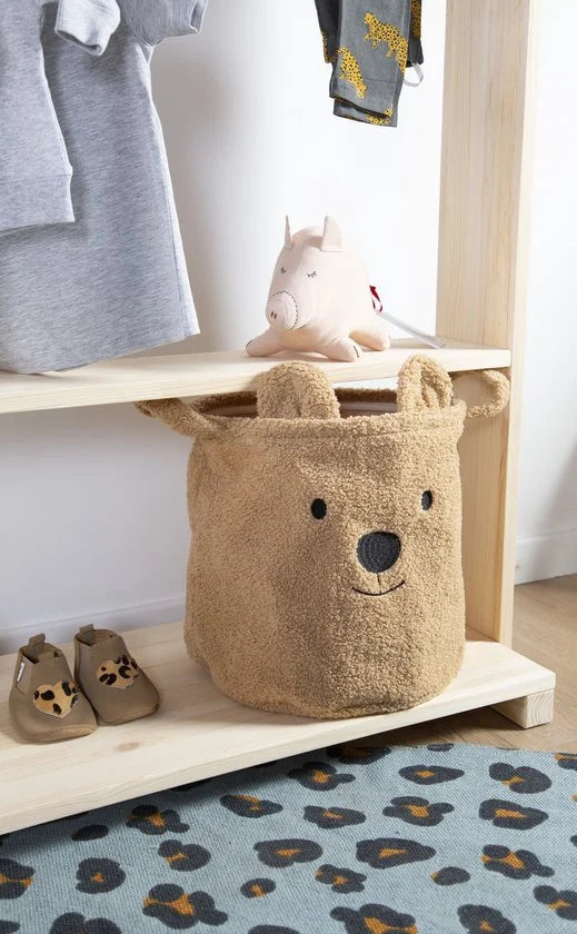 Childhome - Opbergmand - 40x40x40 Cm - Teddy - Bruin - Speelgoedmand - Wasmand