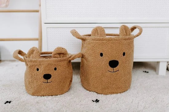 Childhome - Opbergmand - 40x40x40 Cm - Teddy - Bruin - Speelgoedmand - Wasmand