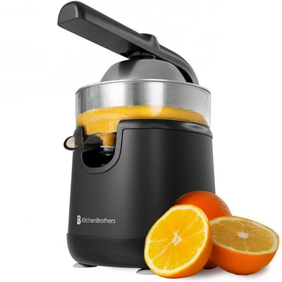 KitchenBrothers Citruspers - Elektrische Sinaasappelpers en Citroenpers - Met Uitloop en Pershendel - Compact - 0.35L - Zwart