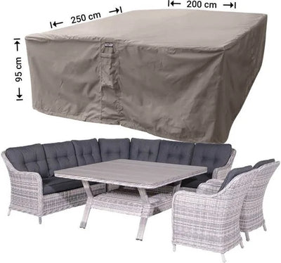 Raffles Covers Tuinsethoes - 250 x 200 H: 95 cm - RDS250200high - Waterdicht - Ademend - UV-bestendig - Elastisch rijgkoord - Beschermhoes tuinmeubel