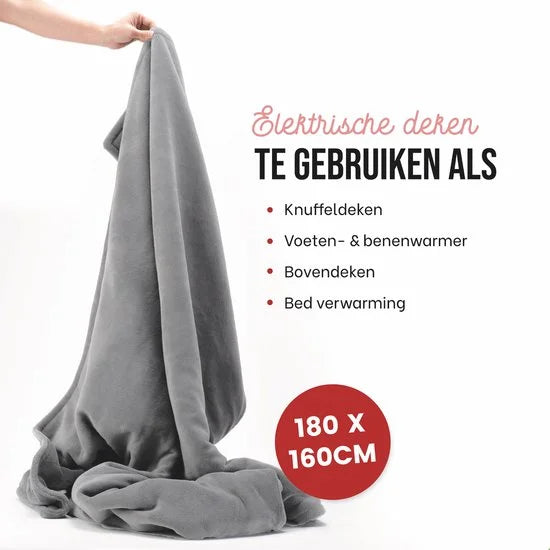 DistinQ Elektrische Bovendeken XXL 180x160 cm - 2 persoons omslagdeken - 160watt - Automatische Uitschakeling - Oververhittingsbescherming - 9 Stande
