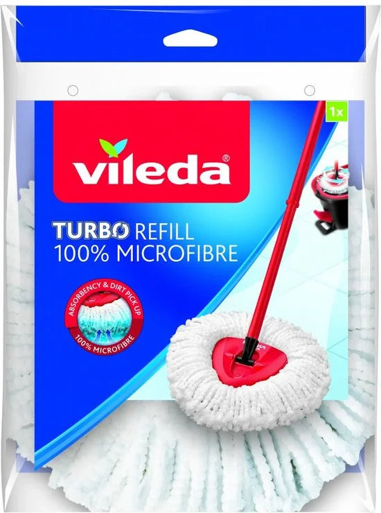 Vileda Turbo Classic 100% microfibre Vervanging - 1 per verpakking - Geschikt voor alle centrifugesystemen van Vileda - Voor harde vloeren