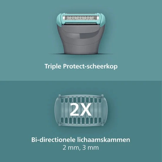 Philips Series 3000 Bodygroomer mannen - Body Trimmer - 2 extra Trimkammen - BG3480/15