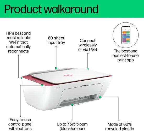 HP DeskJet 2823e - All-in-One Printer - Geschikt voor Instant Ink - Rosewood