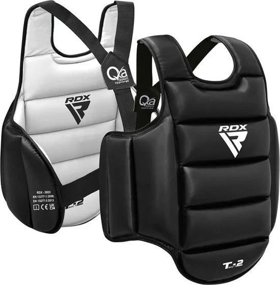 RDX Sports T2 CE Borstbeschermer - Body Protector - Boksen - Kickboksen - Karate - Taekwondo - Omkeerbaar Wit en Zwart - Maat: L/XL