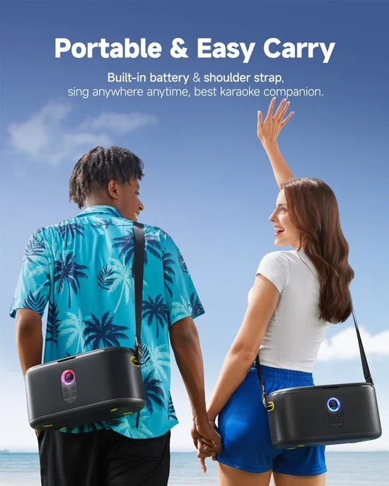 Ikarao Karaoke set voor Volwassenen - Shell S1 - 2 Draadloze Microfoons - 180W - Gratis Karaoke App 6 maanden - HD scherm - Zwart