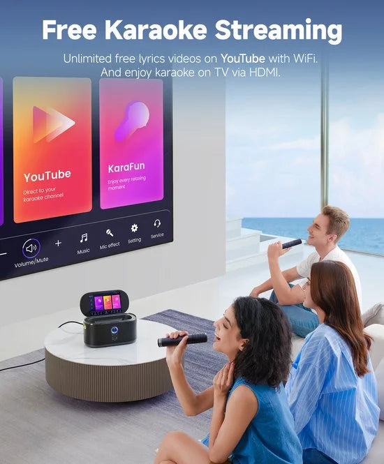 Ikarao Karaoke set voor Volwassenen - Shell S1 - 2 Draadloze Microfoons - 180W - Gratis Karaoke App 6 maanden - HD scherm - Zwart