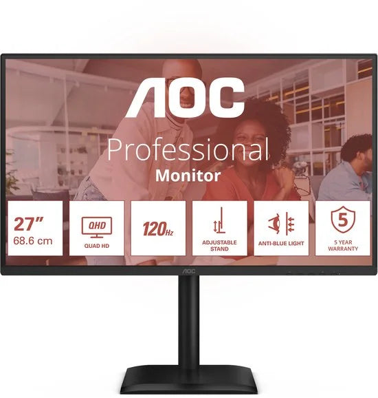 AOC E4 Q27E4CV computer monitor 68,6 cm (27") 2560 x 1440 Pixels Quad HD LED Zwart