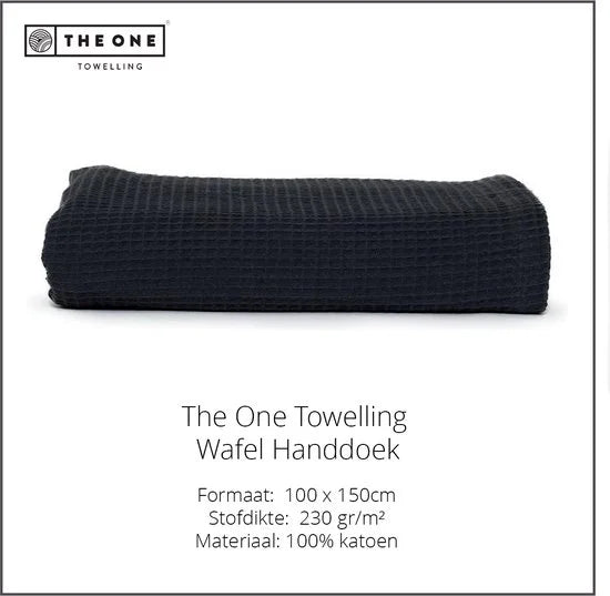 The One Towelling Wafel Handdoek - 100 x 150 cm - Hoge vochtopname - 230 gr/m² - Katoen - Antraciet