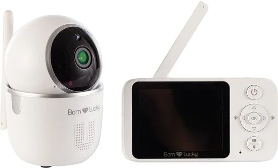 Born Lucky® Babeo+ Babyfoon met Camera - Op afstand bestuurbaar - Video & Audio – Premium Baby monitor - Wit