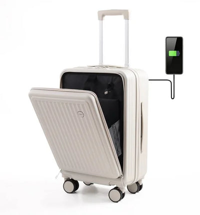 FLY&BYE® Handbagage Koffer 36L - 54x36x23cm - Dubbel TSA Slot - Extra sterke Rits met Voorvak - Unisex - Creme