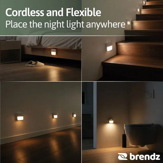 Brendz LED Trapverlichting, Nachtlampje Bewegingssensor, USB-C Oplaadbaar, Magnetisch, Warm Wit 3000K, Kastverlichting Draadloos, Inuk