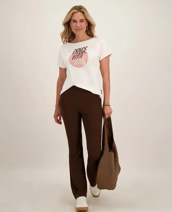 Je m'appelle Travelstof At Work Broek Flared fit Met stretch - Bruin - Maat M