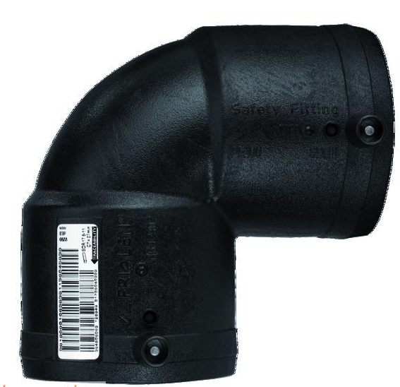 Coude électrosoudable Frialen W90 90° d90 – Raccord soudé PEHD fiable - 612103 eau 16 bar/gaz 10 bar