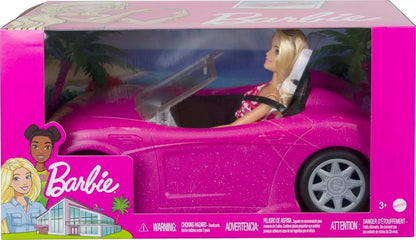Poupée Barbie avec une voiture décapotable glamour – prête à jouer dans sa boîte d'origine